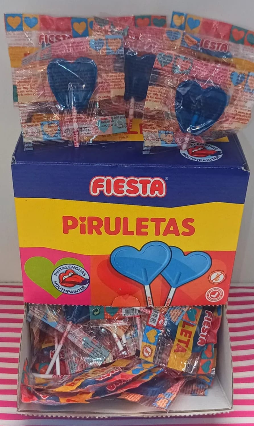 Sucette cœur bleu tâche langue